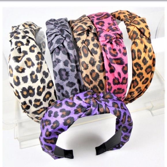 Hot Pink Leopard Print Fashion U-Shaped Plastic Headband - Picture 3 of 4